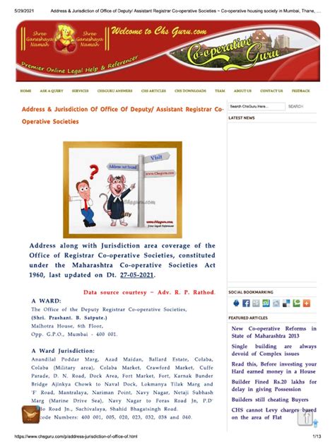 Address & Jurisdiction of Office of Deputy/ Assistant .